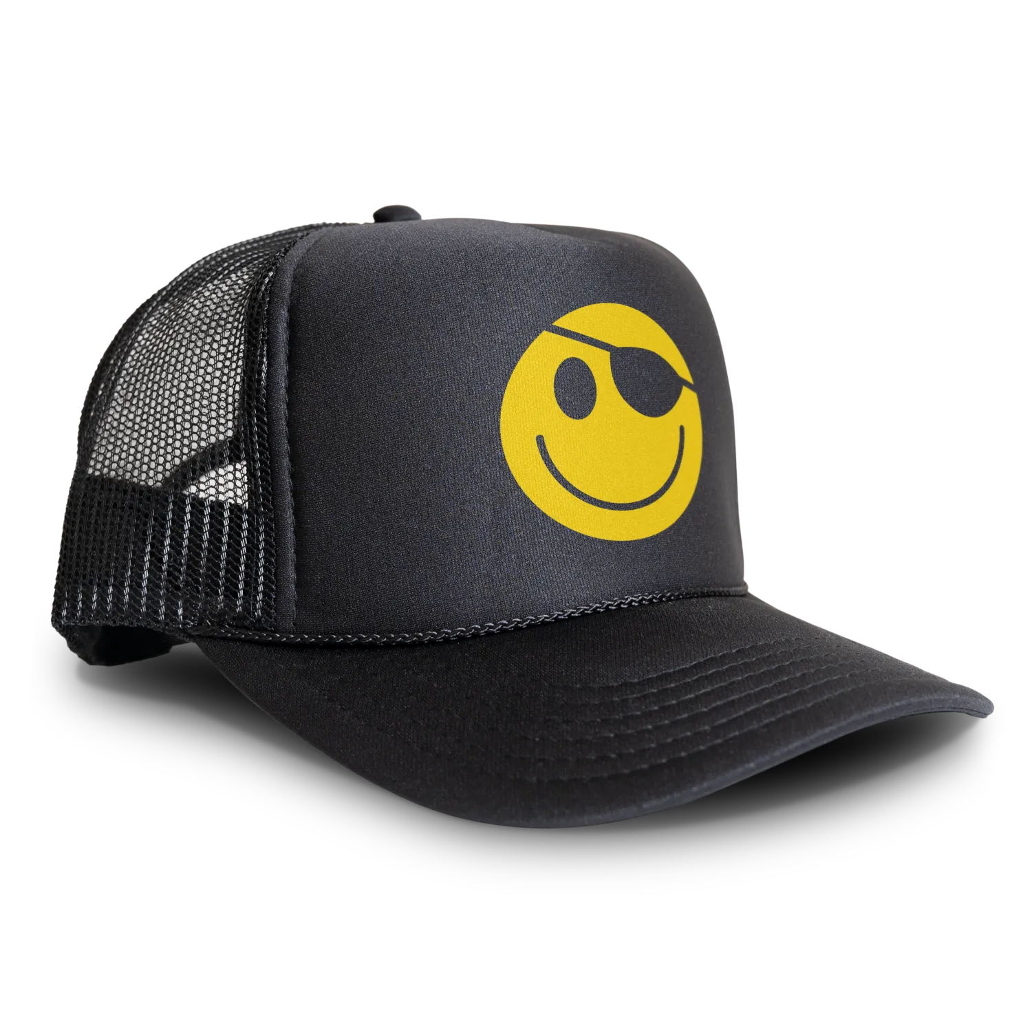 Black Rabbit Hackers Movie Smiley Face Logo Trucker Hat Retro