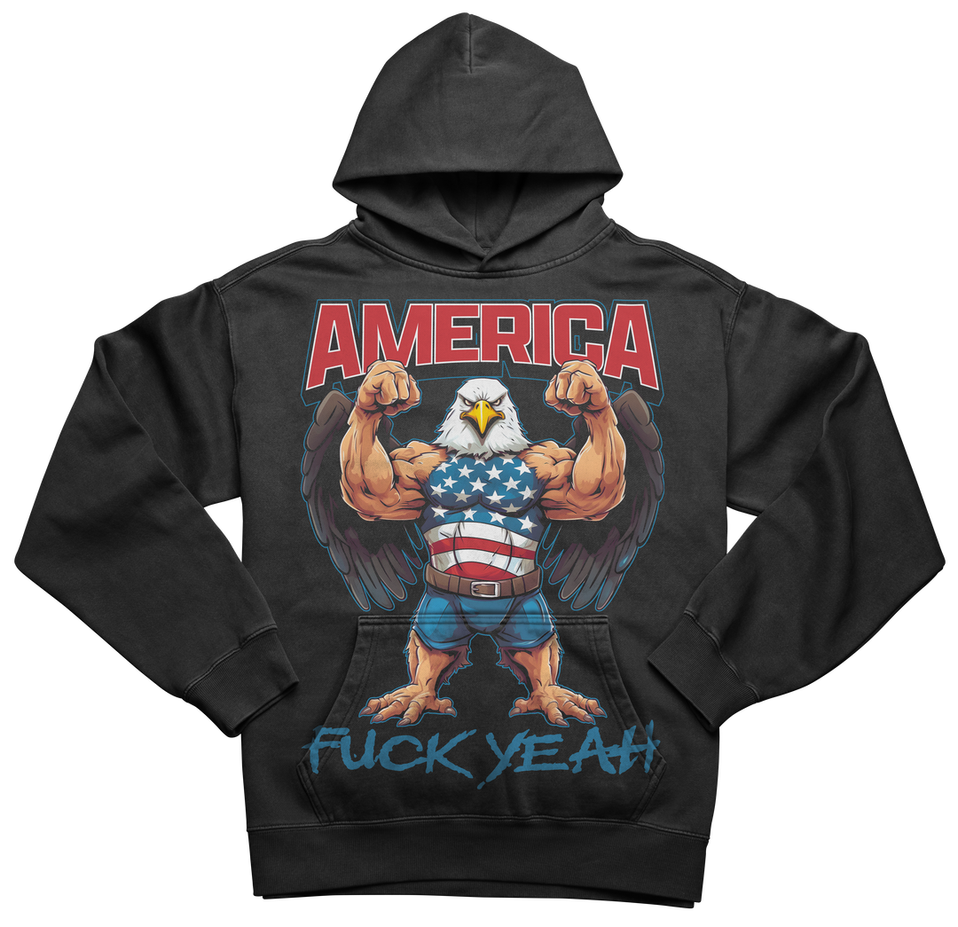 America Fuck Yeah Badass Buff Bald Eagle Ripped Flexing Macho Retro 4th of July Patriotic Unisex Classic T-Shirt