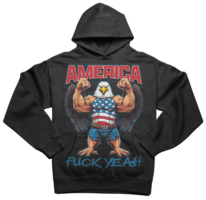 America Fuck Yeah Badass Buff Bald Eagle Ripped Flexing Macho Retro 4th of July Patriotic Unisex Classic T-Shirt