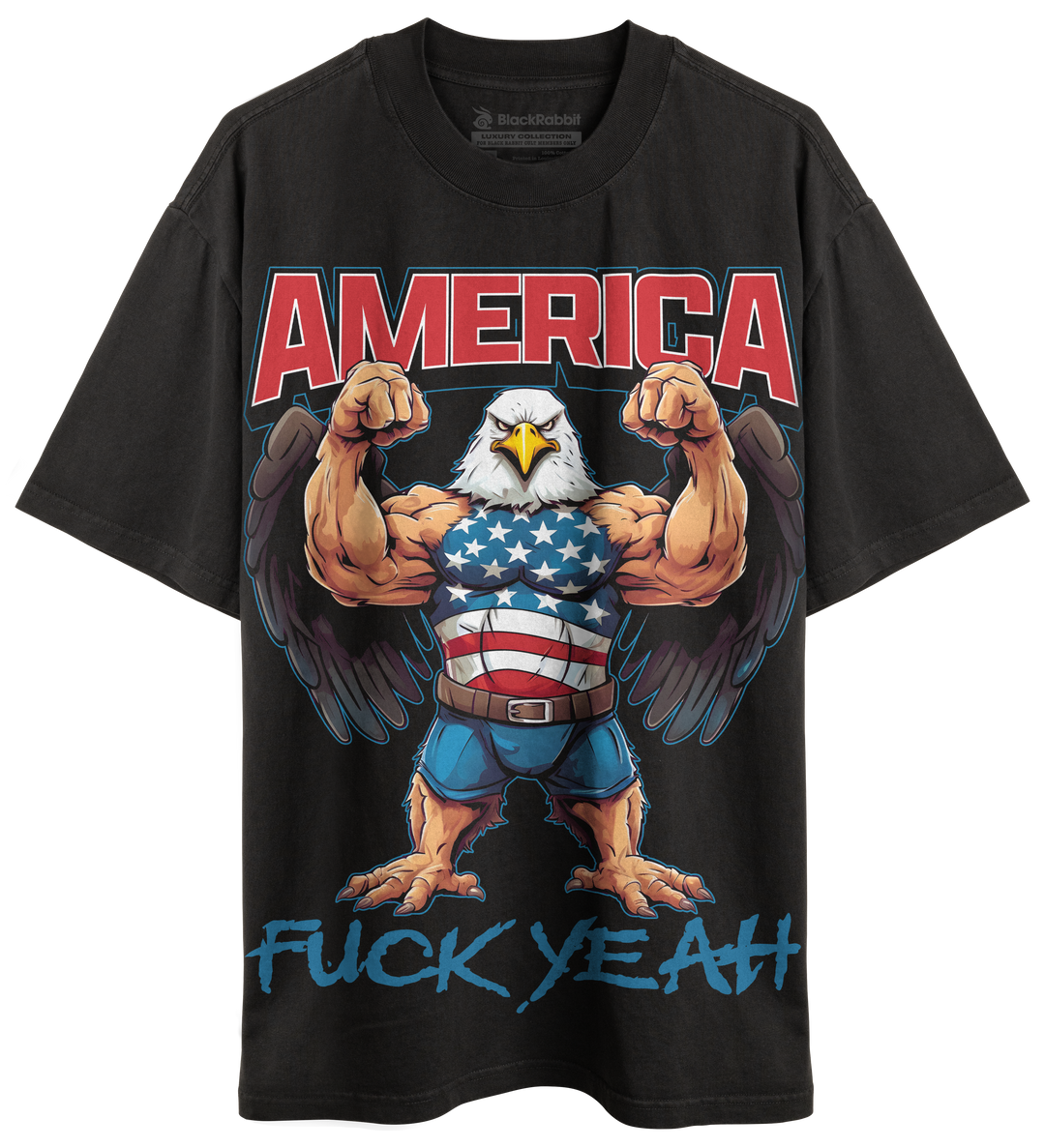 America Fuck Yeah Badass Buff Bald Eagle Ripped Flexing Macho Retro 4th of July Patriotic Unisex Classic T-Shirt
