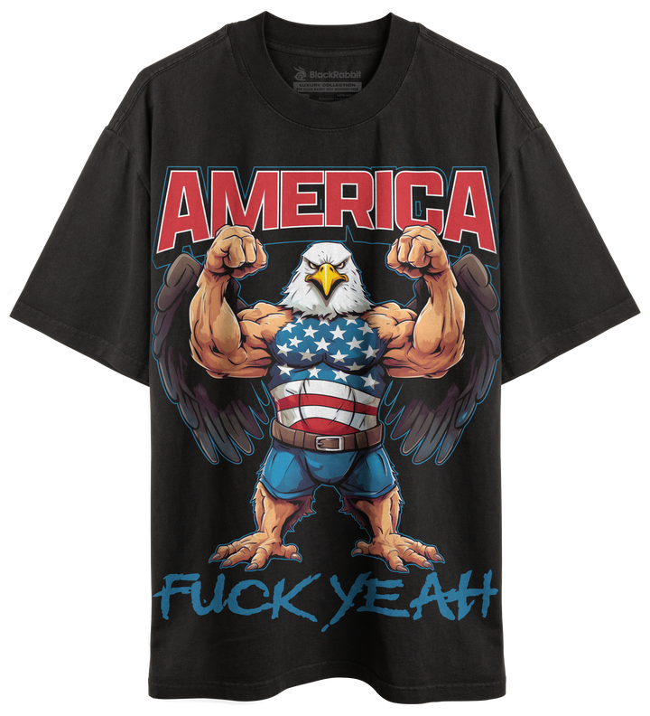 America Fuck Yeah Badass Buff Bald Eagle Ripped Flexing Macho Retro 4th of July Patriotic Unisex Classic T-Shirt