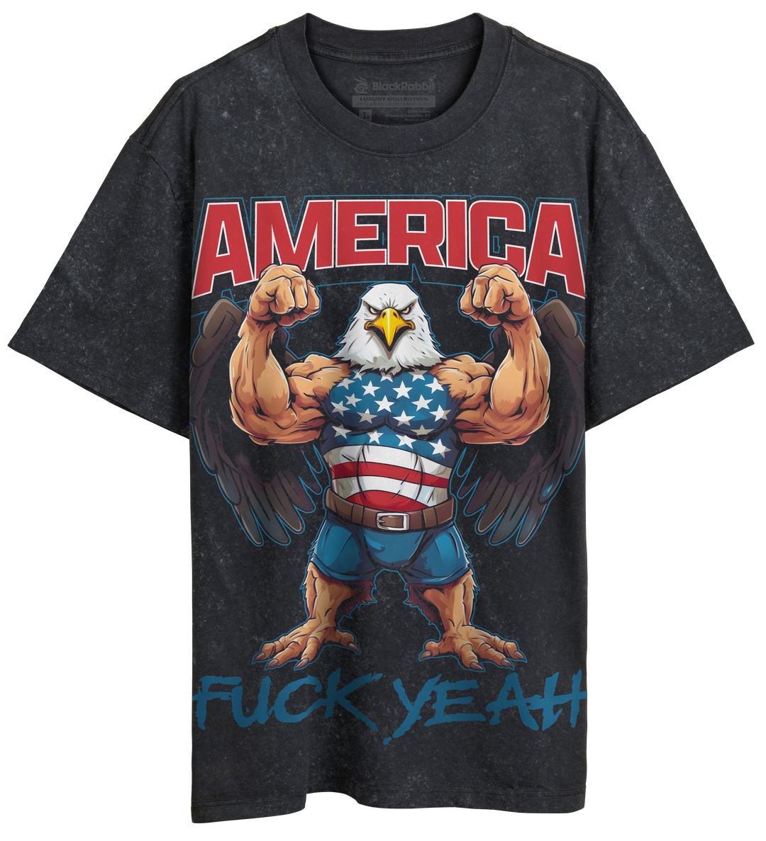 America Fuck Yeah Badass Buff Bald Eagle Ripped Flexing Macho Retro 4th of July Patriotic Unisex Classic T-Shirt