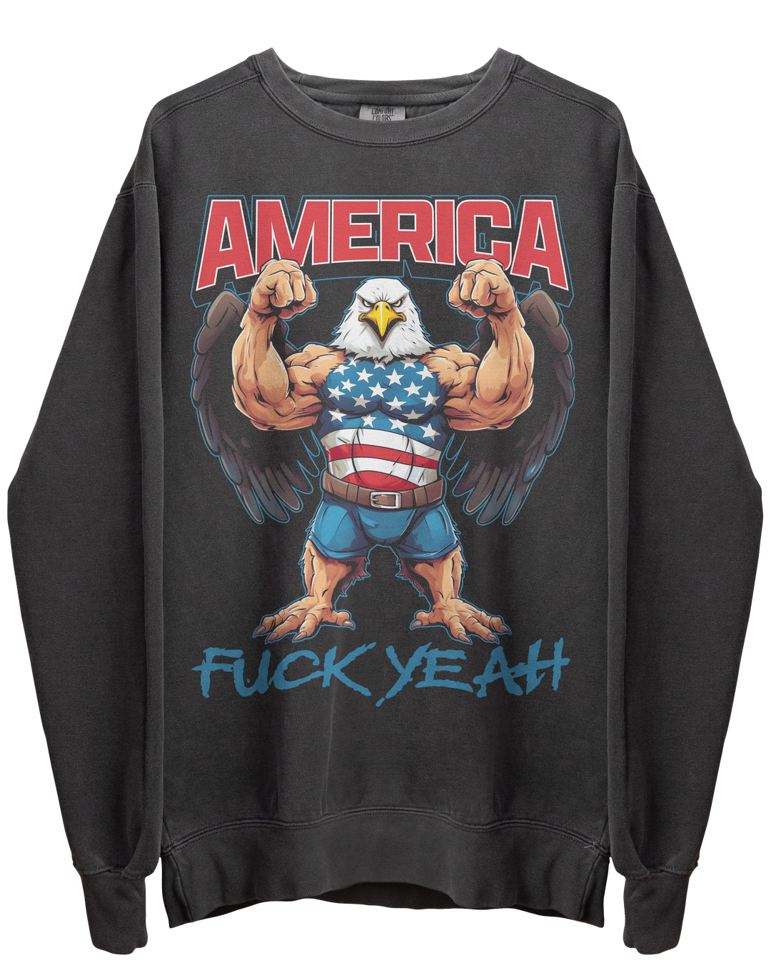 America Fuck Yeah Badass Buff Bald Eagle Ripped Flexing Macho Retro 4th of July Patriotic Unisex Classic T-Shirt