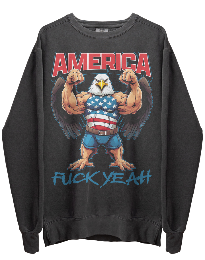America Fuck Yeah Badass Buff Bald Eagle Ripped Flexing Macho Retro 4th of July Patriotic Unisex Classic T-Shirt