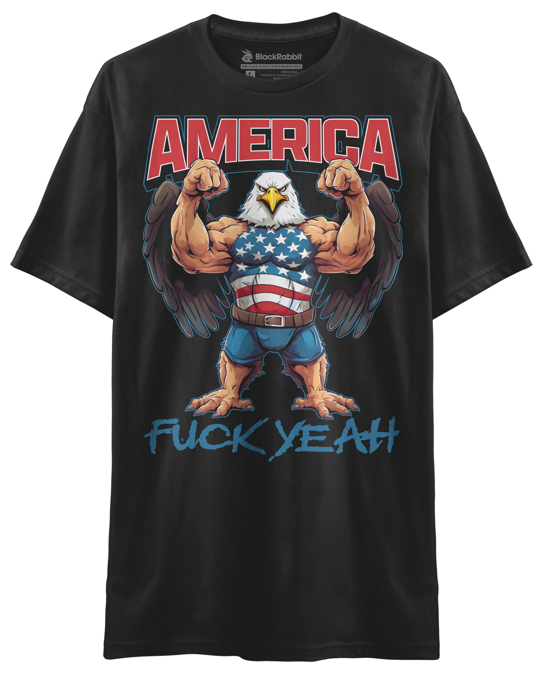 America Fuck Yeah Badass Buff Bald Eagle Ripped Flexing Macho Retro 4th of July Patriotic Unisex Classic T-Shirt