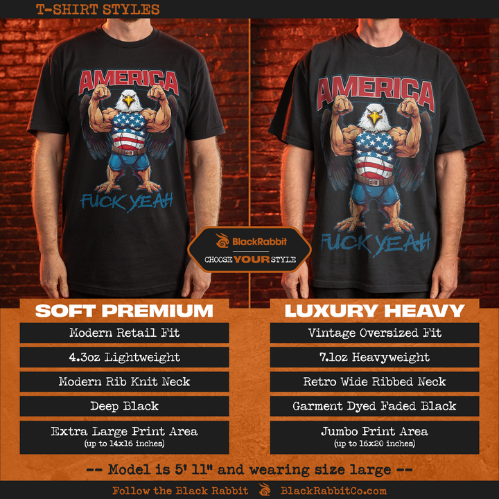 America Fuck Yeah Badass Buff Bald Eagle Ripped Flexing Macho Retro 4th of July Patriotic Unisex Classic T-Shirt