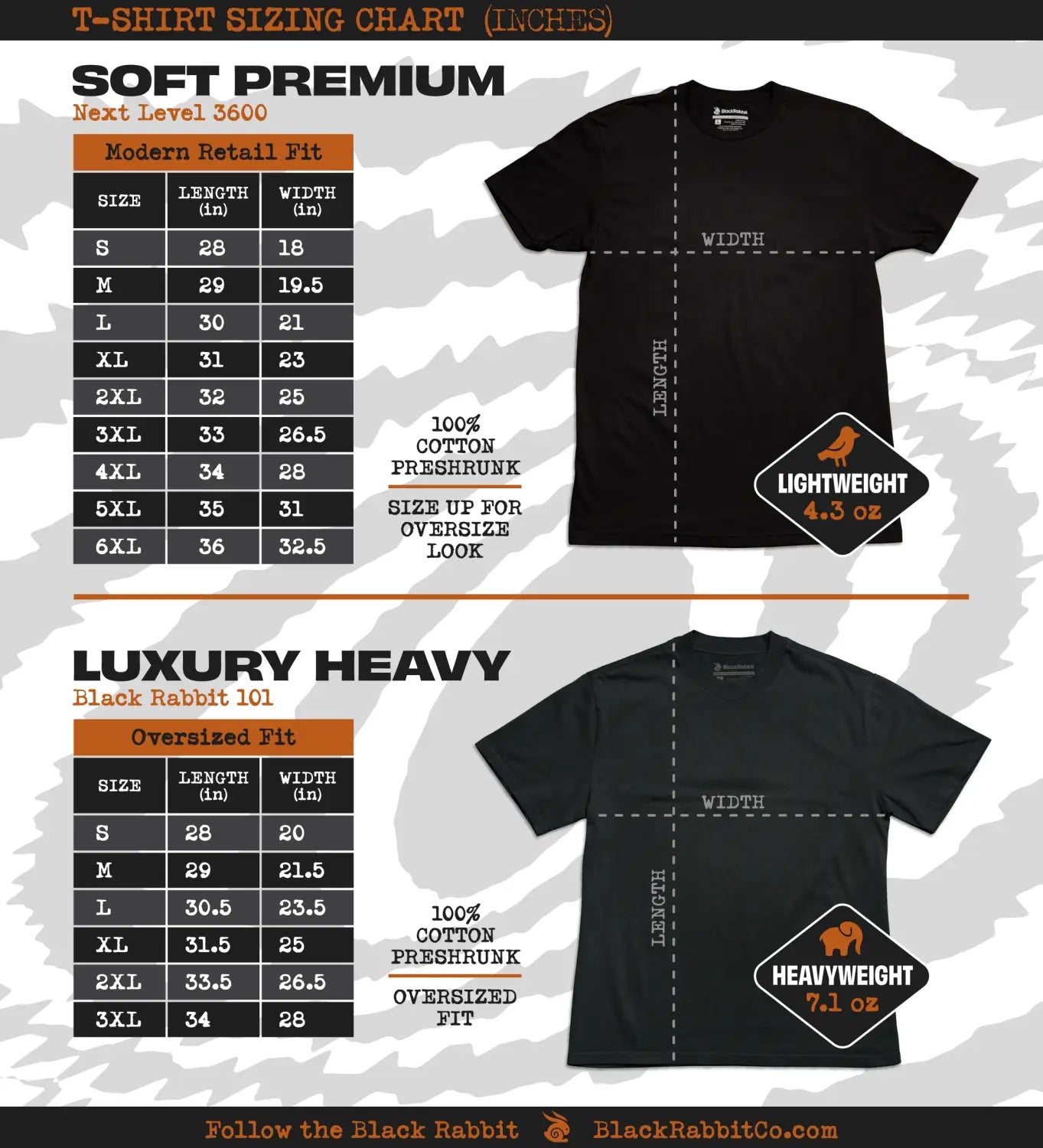 Black Rabbit Sizing Charts & Product Info