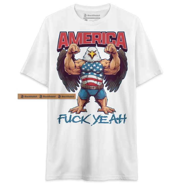 America Fuck Yeah Badass Buff Bald Eagle Ripped Flexing