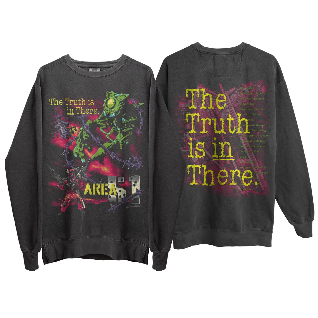 Two gray sweatshirts with graphic designs.