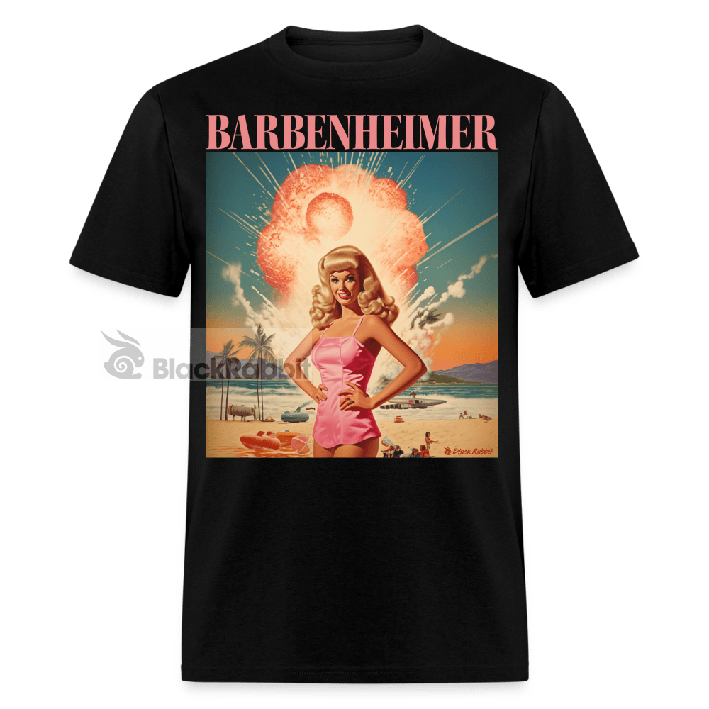 Barbenheimer Beach Day Funny Meme Unisex Classic T-Shirt - black