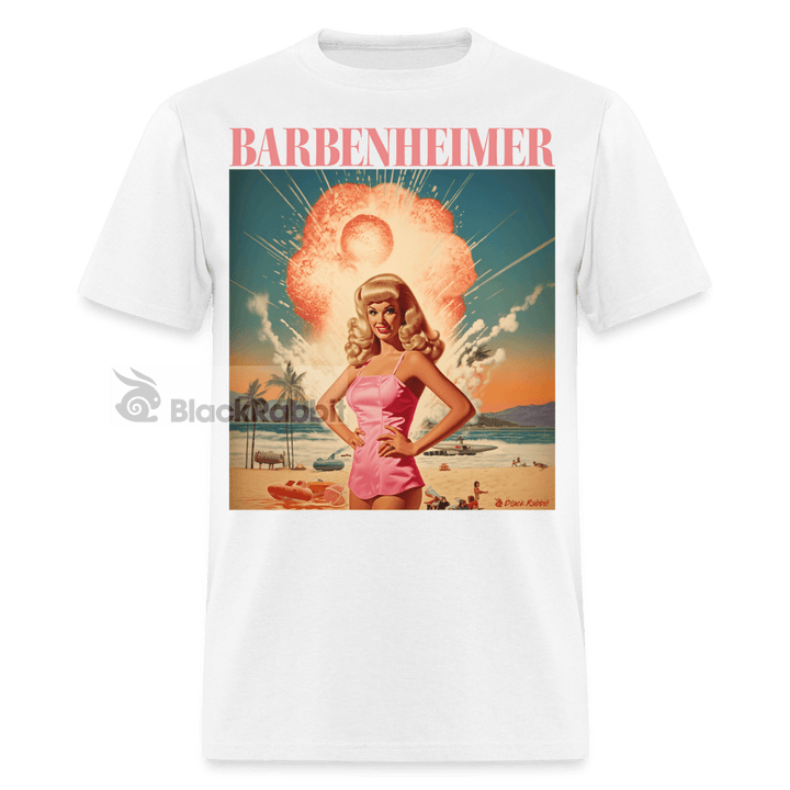 Barbenheimer Beach Day Funny Meme Unisex Classic T-Shirt - white