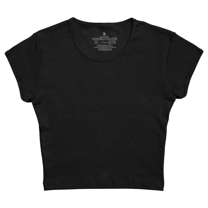 Black cropped short sleeve crop baby tee with round neckline from blank black rabbit perfect for casual wear