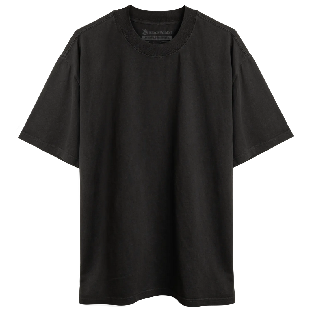 Blackrobot black short-sleeved cotton t-shirt with relaxed fit perfect as a luxury heavy tee for everyday wear