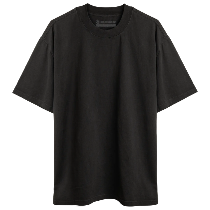Blackrobot black short-sleeved cotton t-shirt with relaxed fit perfect as a luxury heavy tee for everyday wear