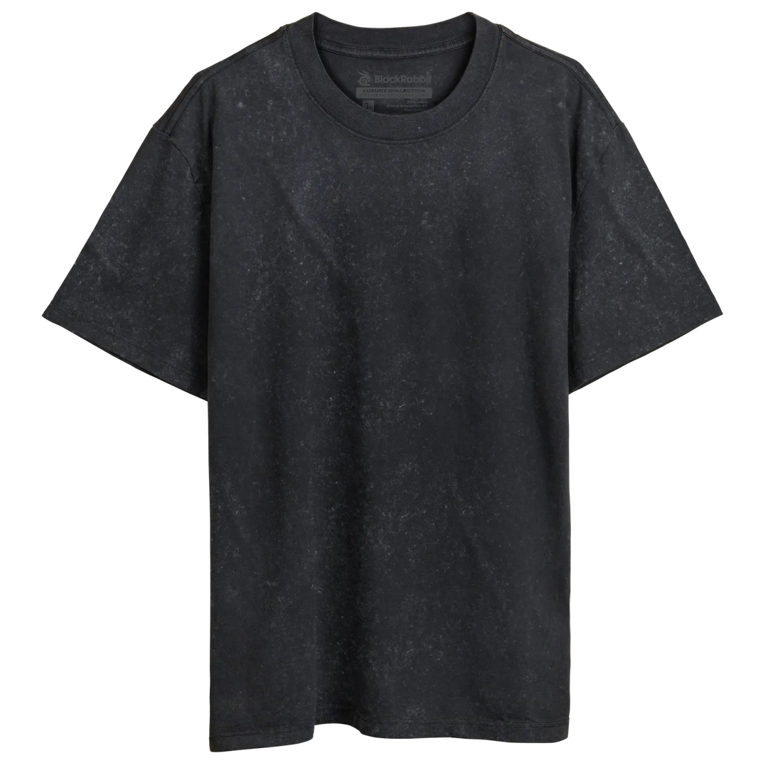 Blank black rabbit luxury heavy tee dark gray cotton heavy tee with subtle speckled pattern and classic crew neck