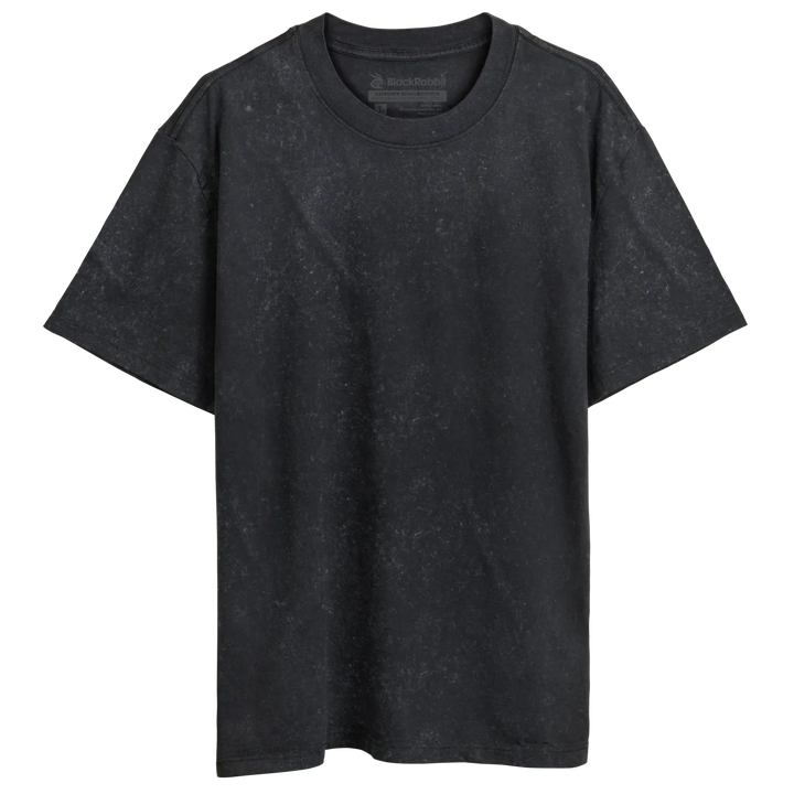 Blank black rabbit luxury heavy tee dark gray cotton heavy tee with subtle speckled pattern and classic crew neck