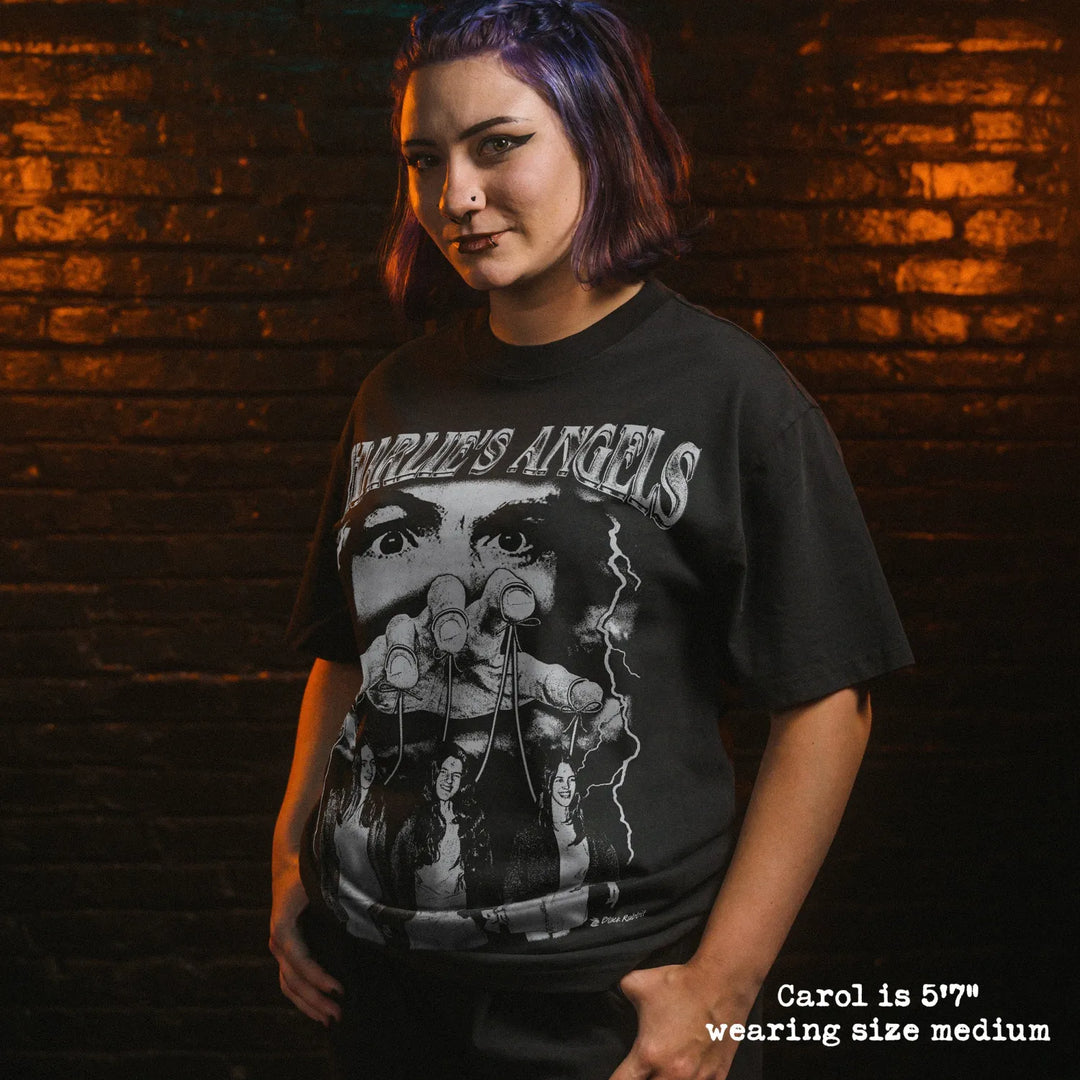Model wearing heavy tee with charlie&