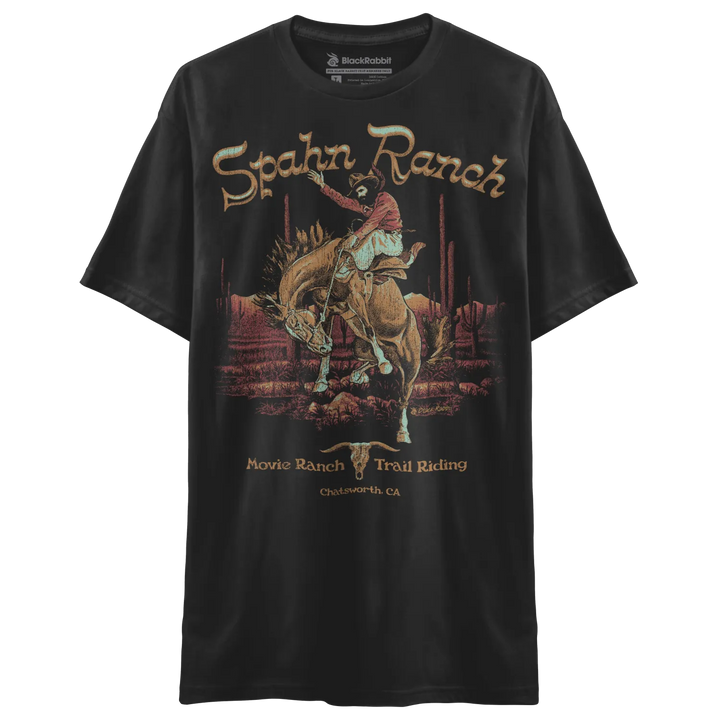 Dark gray short-sleeved t-shirt with a rodeo cowboy graphic.