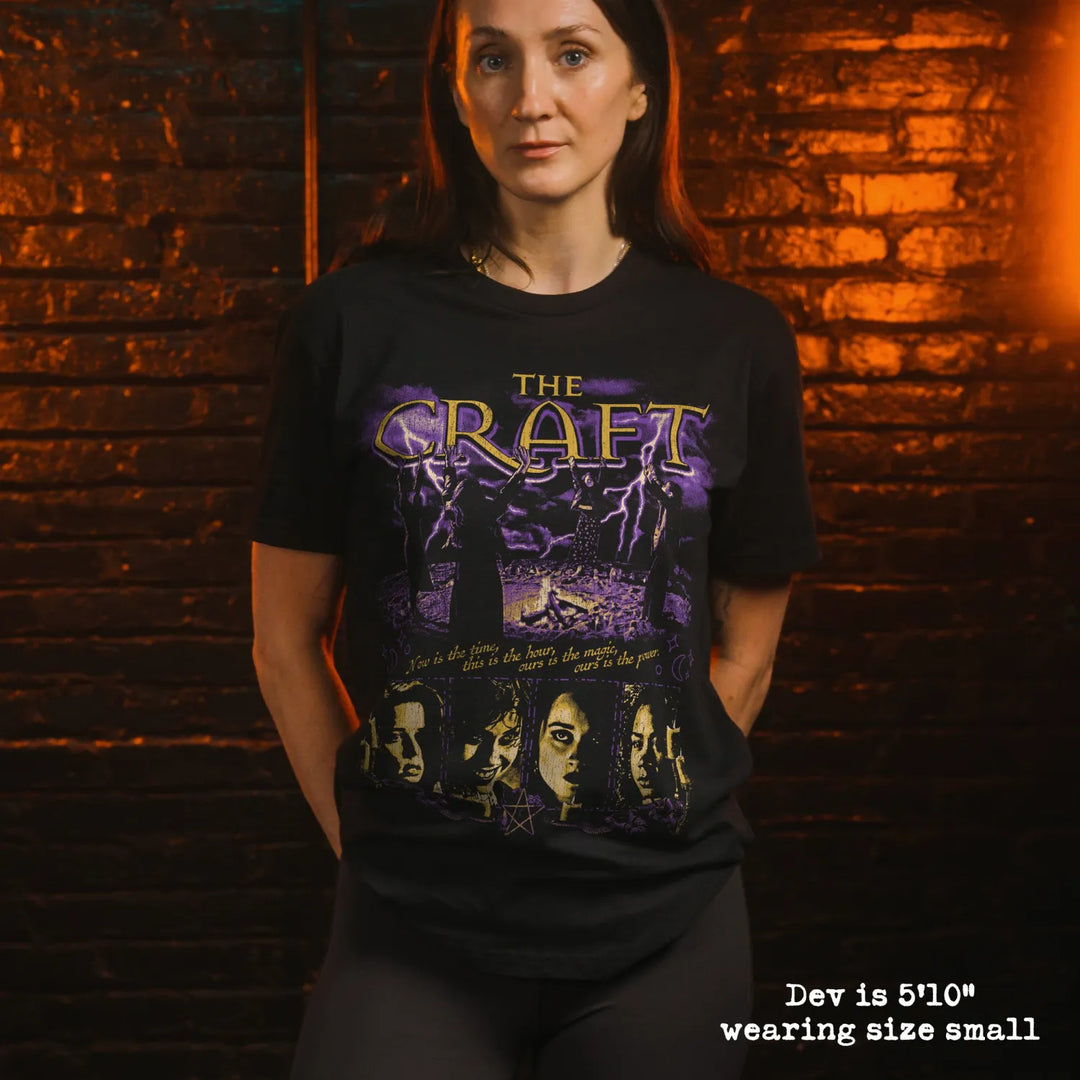 model wearing black premium tee with the craft graphic 