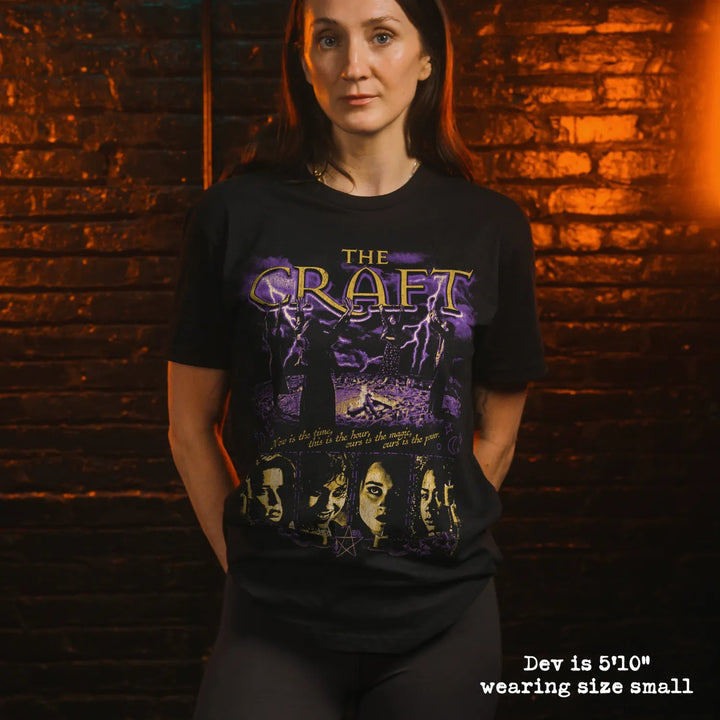 model wearing black premium tee with the craft graphic 