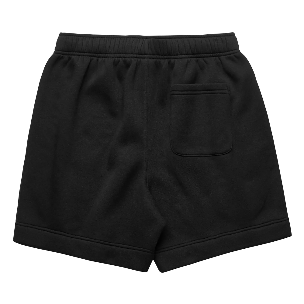 Black cotton shorts with a pocket and elastic waistband