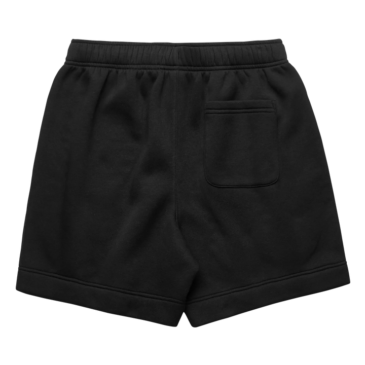 Black cotton shorts with a pocket and elastic waistband