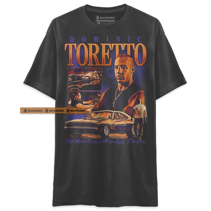 Gray Dominic Toretto graphic tee.