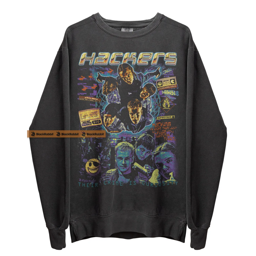 Gray ’Hackers’ graphic sweatshirt.