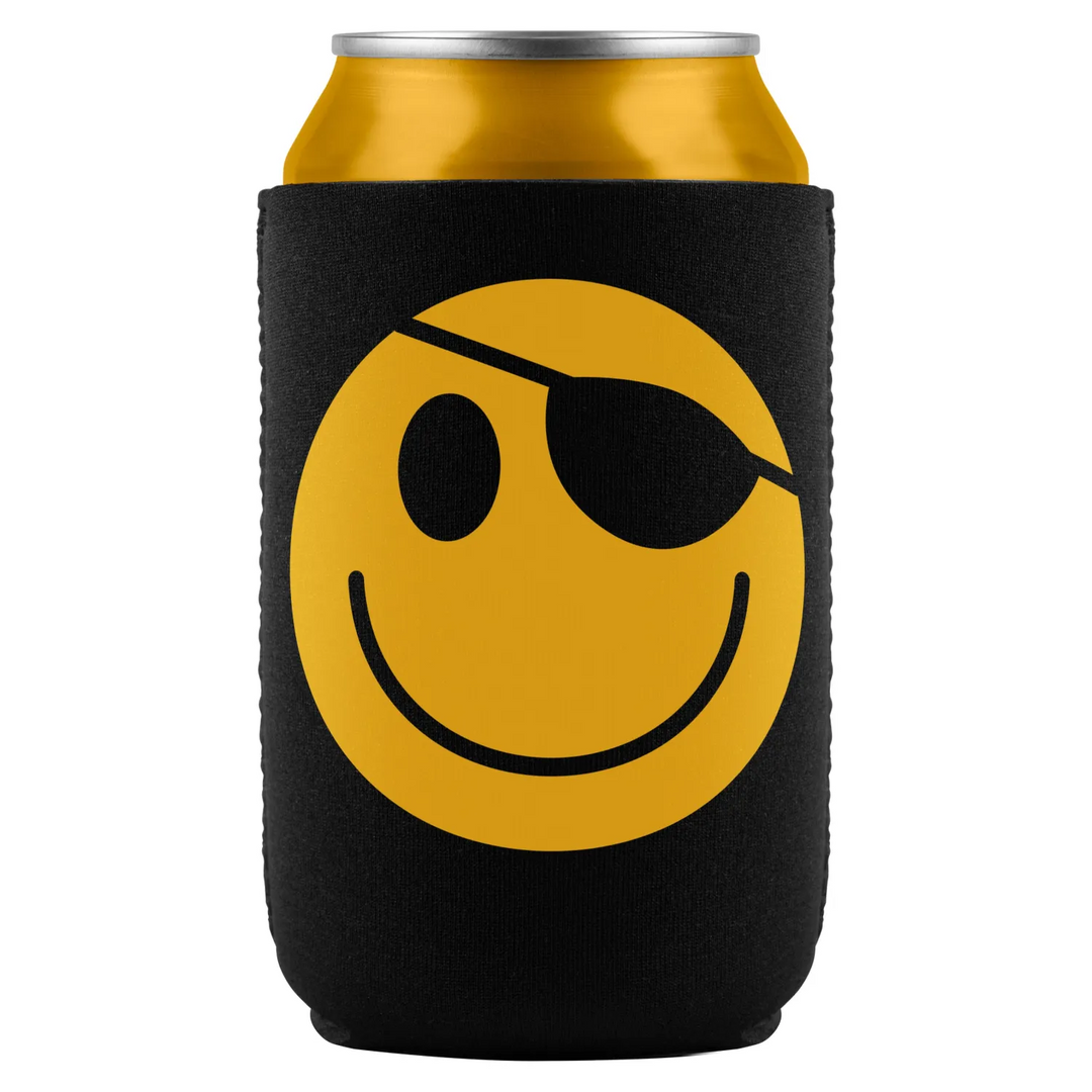 Can cooler with pirate smiley face.