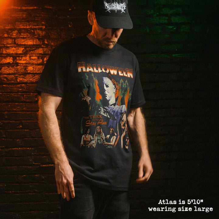Male model wear soft premium tee with halloween graphic
