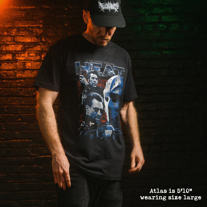 Male model wear soft premium tee with heat graphic
