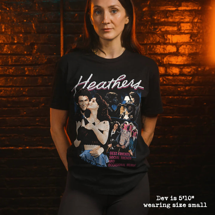 model wear soft premium tee with heathers graphic
