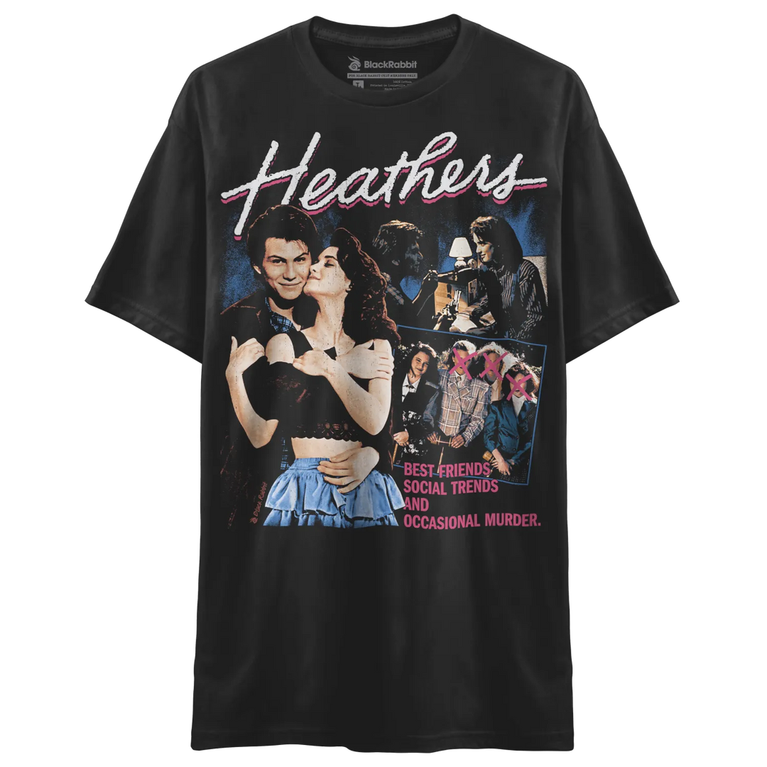 Black ’Heathers’ movie graphic t-shirt.