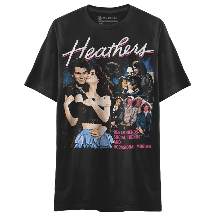 Black ’Heathers’ movie graphic t-shirt.
