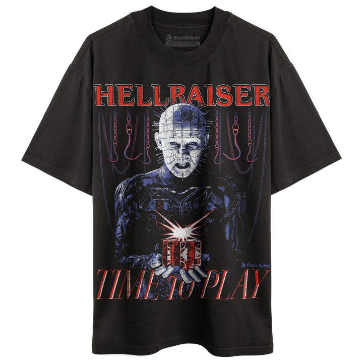Black Hellraiser graphic t-shirt.