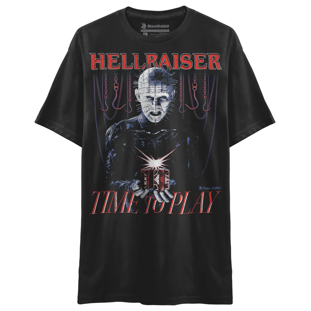 Black Hellraiser graphic t-shirt.