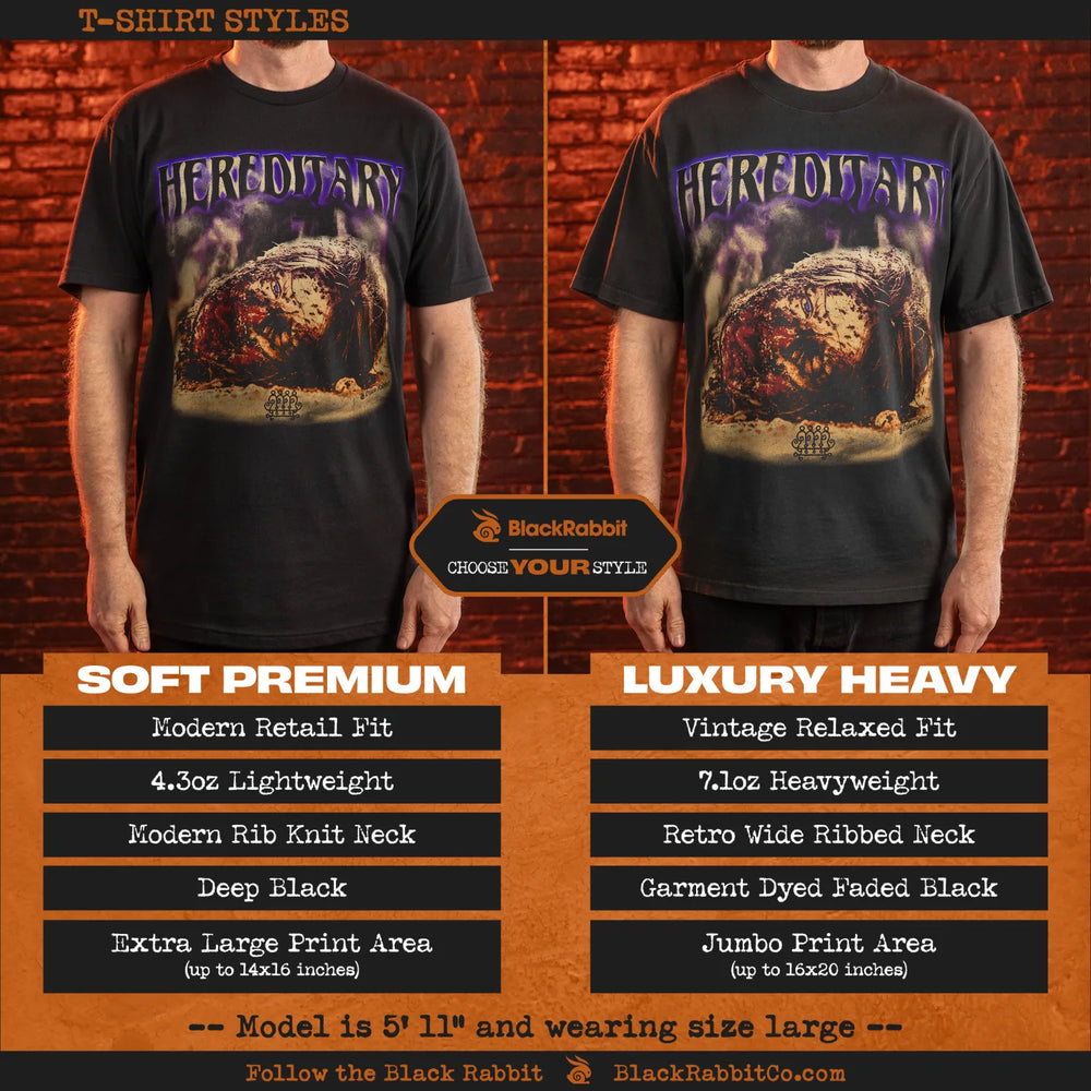 Two t-shirts with ’Hereditary’ movie graphic.