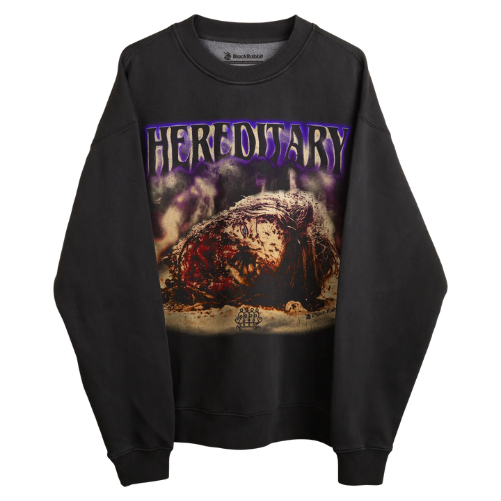 Charcoal gray sweatshirt with a vibrant, fiery dragon design on the front.