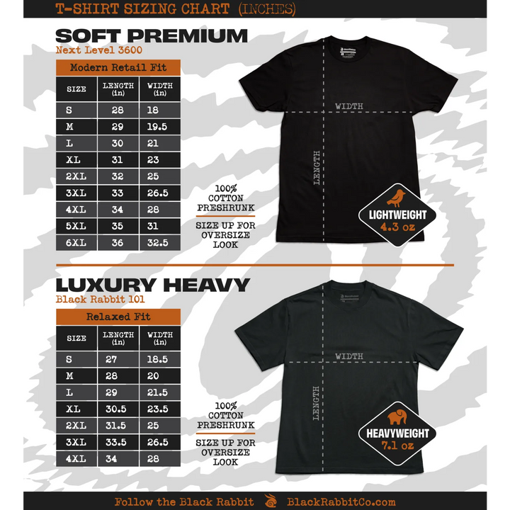 T-shirt sizing chart.