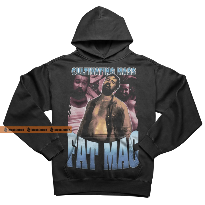 Black hoodie with ’Cultivating Mass’ graphic.
