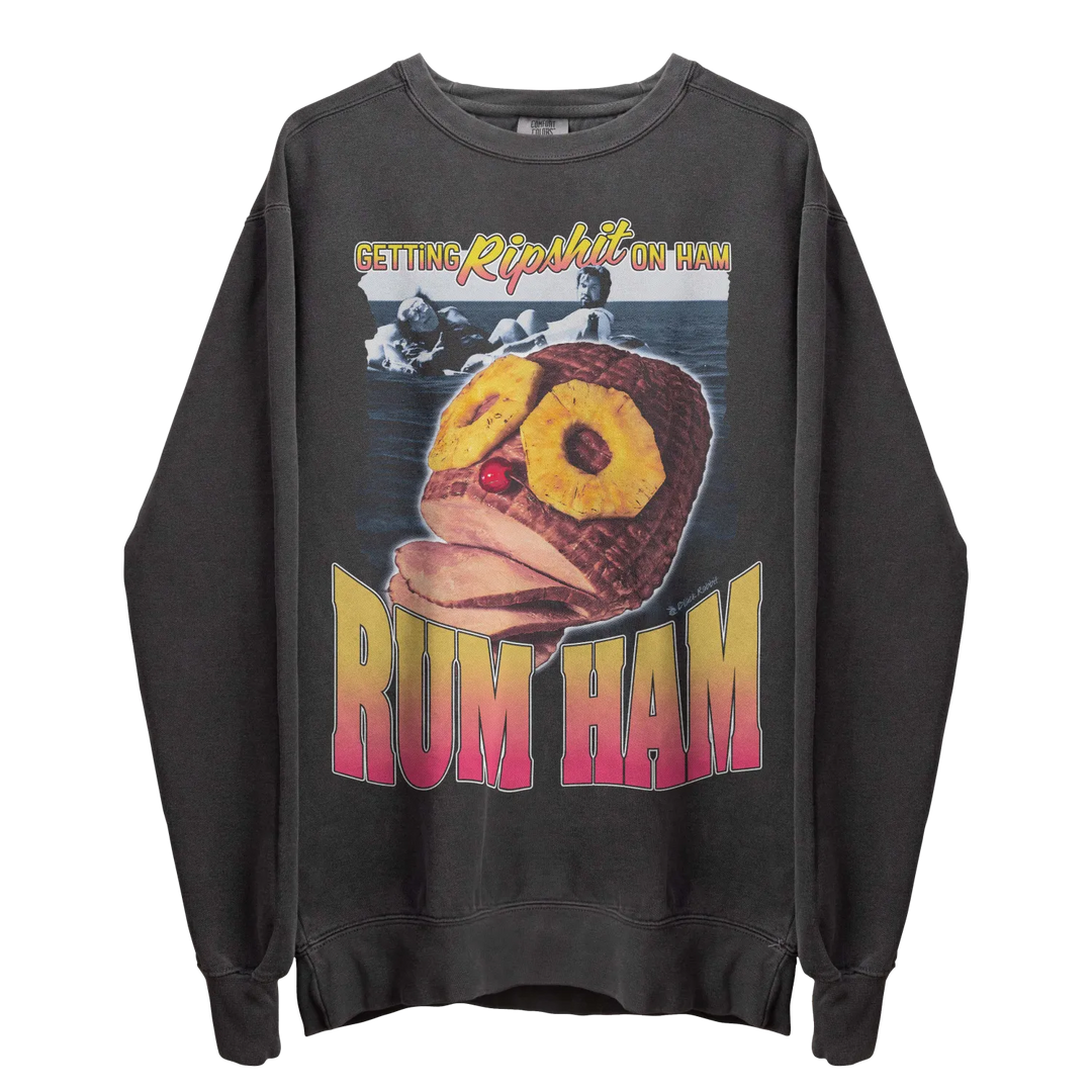 Dark gray long-sleeve graphic sweatshirt.