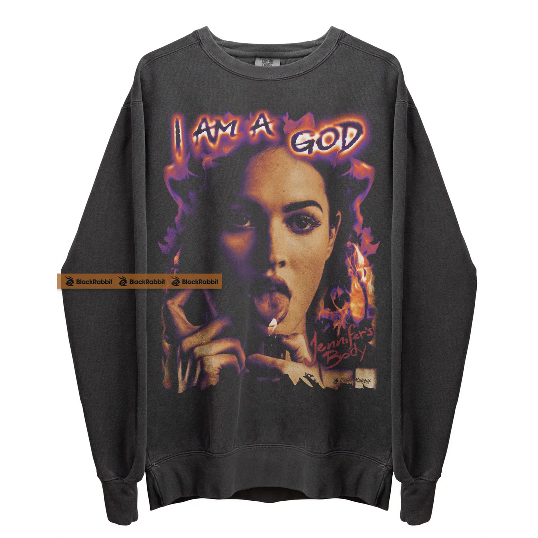 Gray sweatshirt with a graphic print.