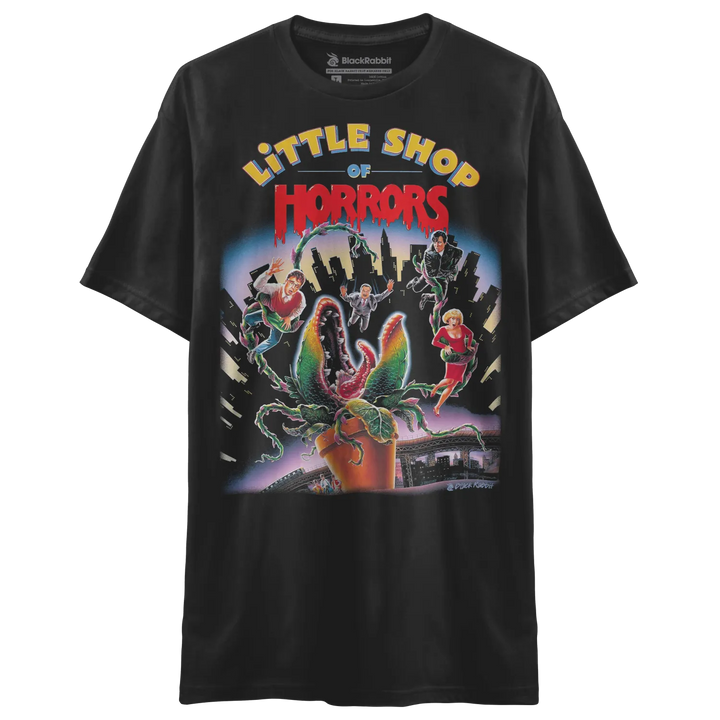 Black ’Little Shop of Horrors’ graphic t-shirt.