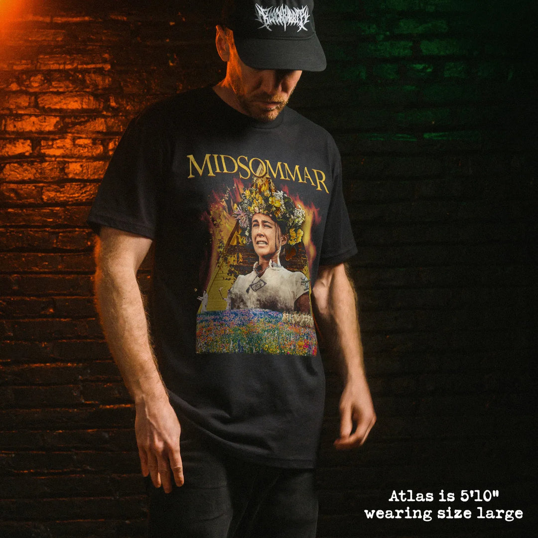 Male model wear soft premium tee with midsommar graphic
