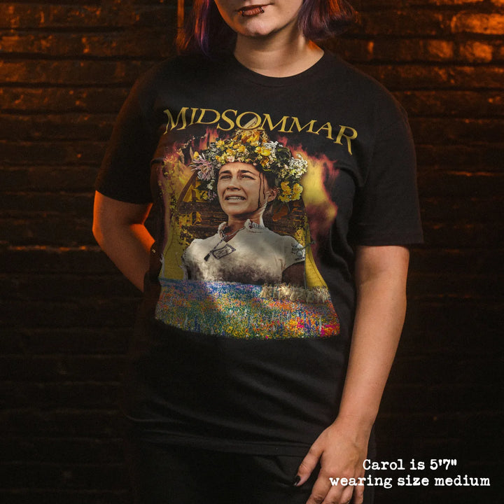 model wear soft premium tee with midsommar graphic
