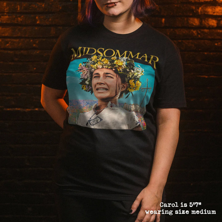 model wear soft premium tee with midsommar graphic
