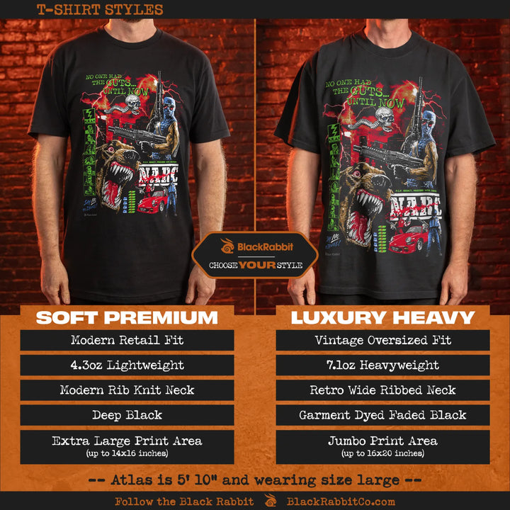 Comparison image of the t-shirt options