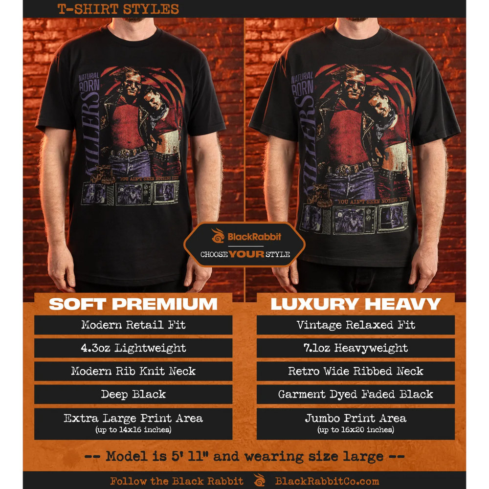 Two t-shirts with ’Natural Born Killers’ print.