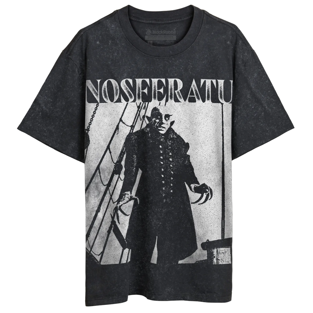 Dark gray Nosferatu graphic t-shirt.
