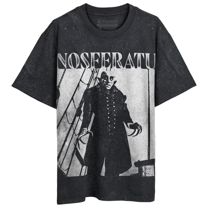 Dark gray Nosferatu graphic t-shirt.